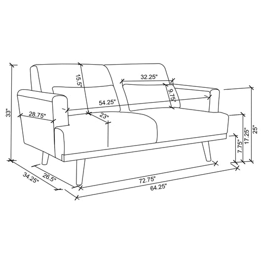 Blake 2-piece Upholstered Track Arm Sofa Set Sharkskin