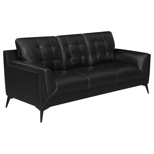 Moira 2-piece Upholstered Wedge Arm Tufted Sofa Set Black