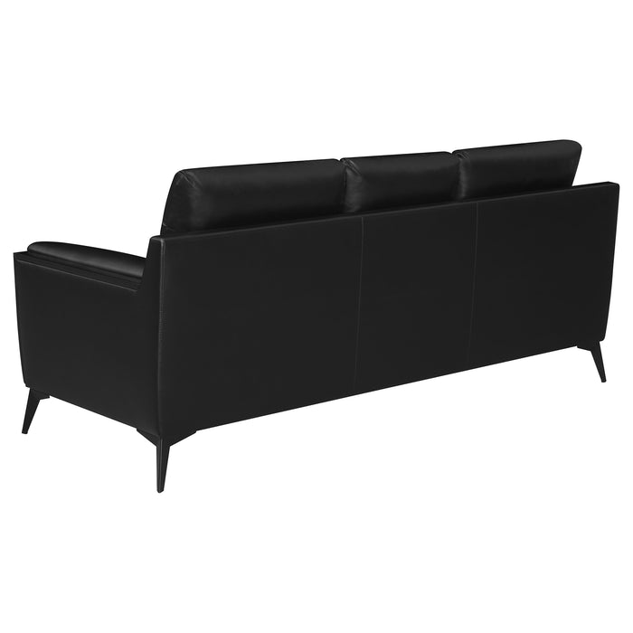 Moira 2-piece Upholstered Wedge Arm Tufted Sofa Set Black