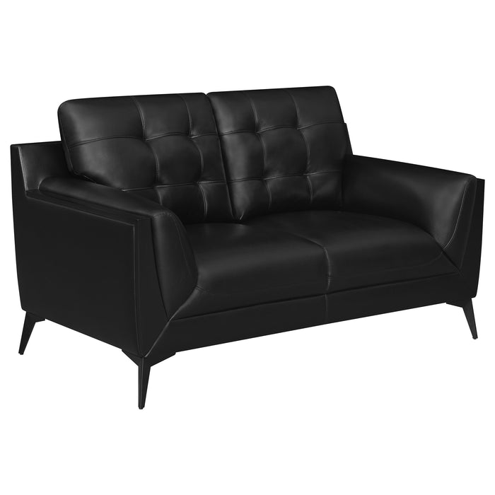 Moira 2-piece Upholstered Wedge Arm Tufted Sofa Set Black