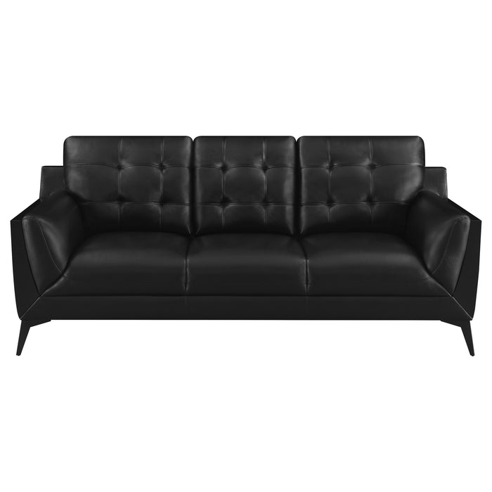 Moira 3-piece Upholstered Wedge Arm Tufted Sofa Set Black