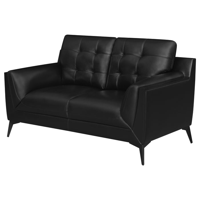 Moira Upholstered Wedge Arm Tufted Loveseat Black