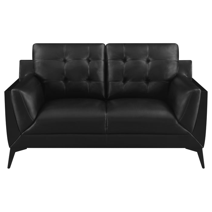 Moira Upholstered Wedge Arm Tufted Loveseat Black