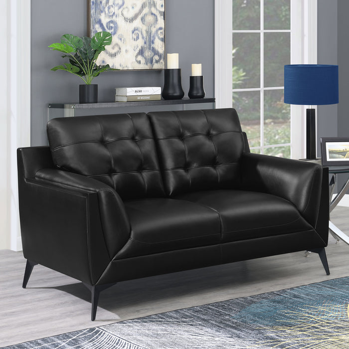 Moira Upholstered Wedge Arm Tufted Loveseat Black