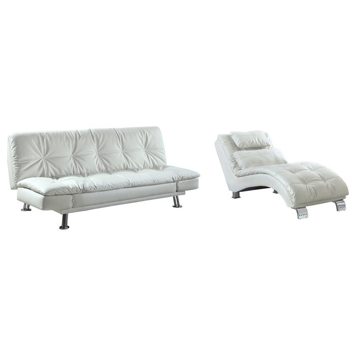 Dilleston Faux Leather Upholstered Tufted Chaise White