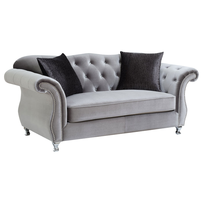 Frostine 3-piece Upholstered Tufted Sofa Set Silver