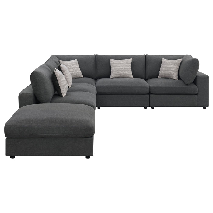 Serene 6-piece Upholstered Modular Sectional Sofa Charcoal