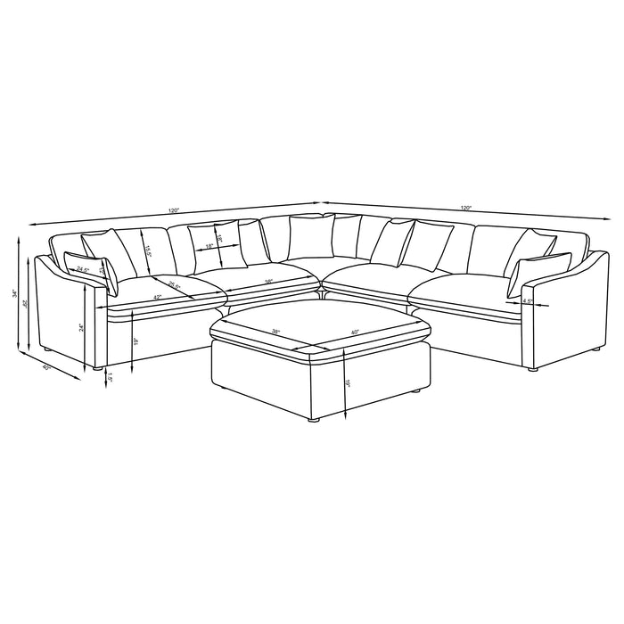 Hobson 6-piece Upholstered Modular Sectional Sofa Ivory