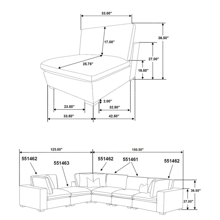 Lakeview 6-piece Upholstered Modular Sectional Chocolate