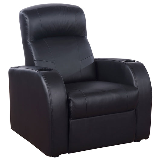 Cyrus Upholstered Track Arm Recliner Black