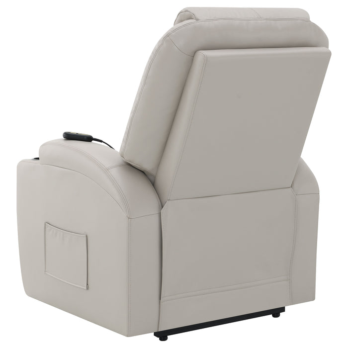 Sanger Upholstered Power Lift Massage Recliner Champagne