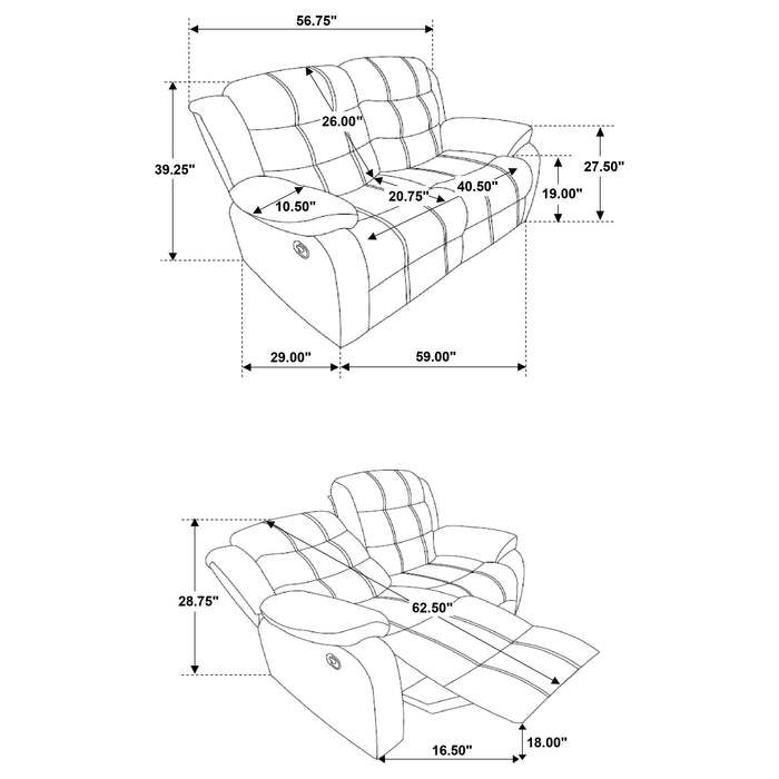 Rodman Upholstered Padded Arm Reclining Loveseat Olive Brown