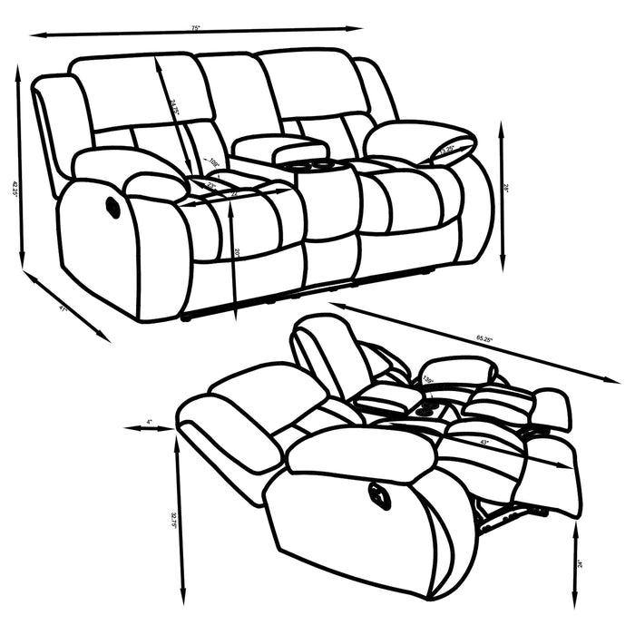 Weissman 2-piece Upholstered Reclining Sofa Set Grey