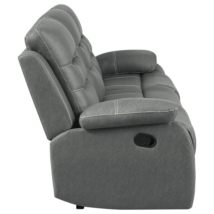 Nova Upholstered Padded Arm Reclining Sofa Dark Grey