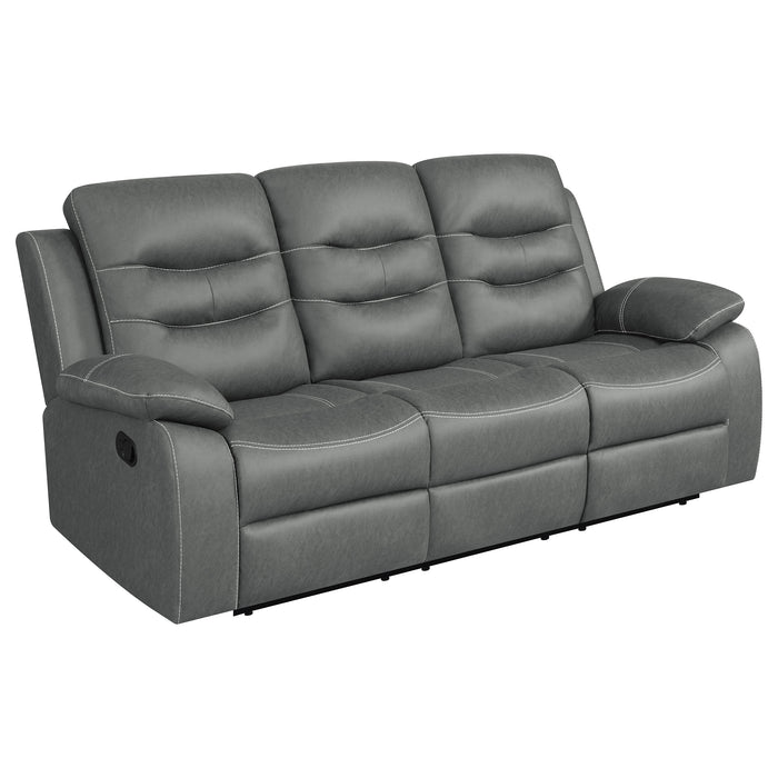 Nova 3-piece Upholstered Padded Arm Sofa Set Dark Grey