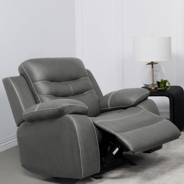 Nova Upholstered Padded Arm Glider Recliner Dark Grey