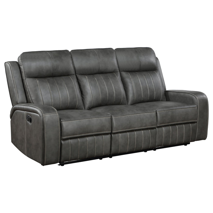 Raelynn 2-piece Upholstered Reclining Sofa Set Grey