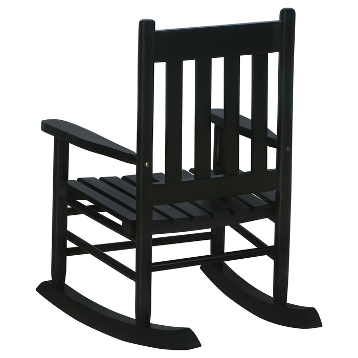 Annie Slat Back Solid Wood Kids Rocking Chair Black