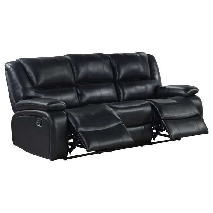 Camila Upholstered Motion Reclining Sofa Black