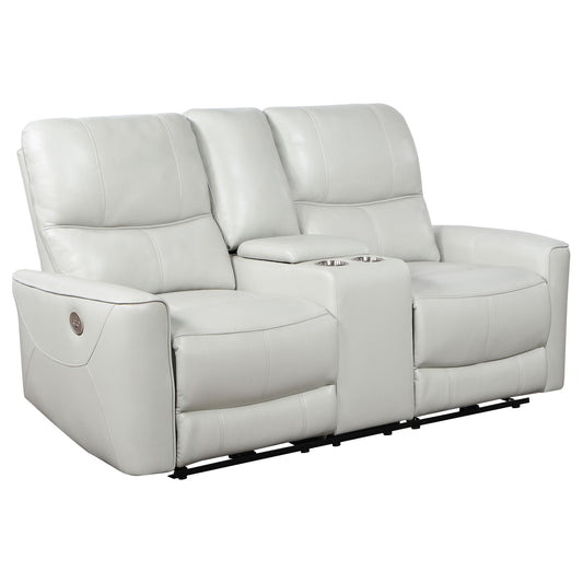 Greenfield Upholstered Power Reclining Loveseat Ivory