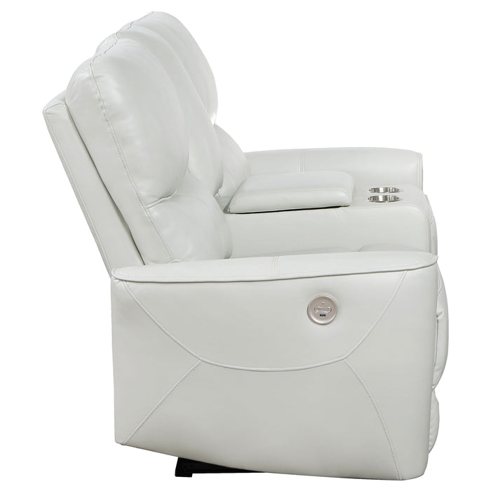 Greenfield Upholstered Power Reclining Loveseat Ivory