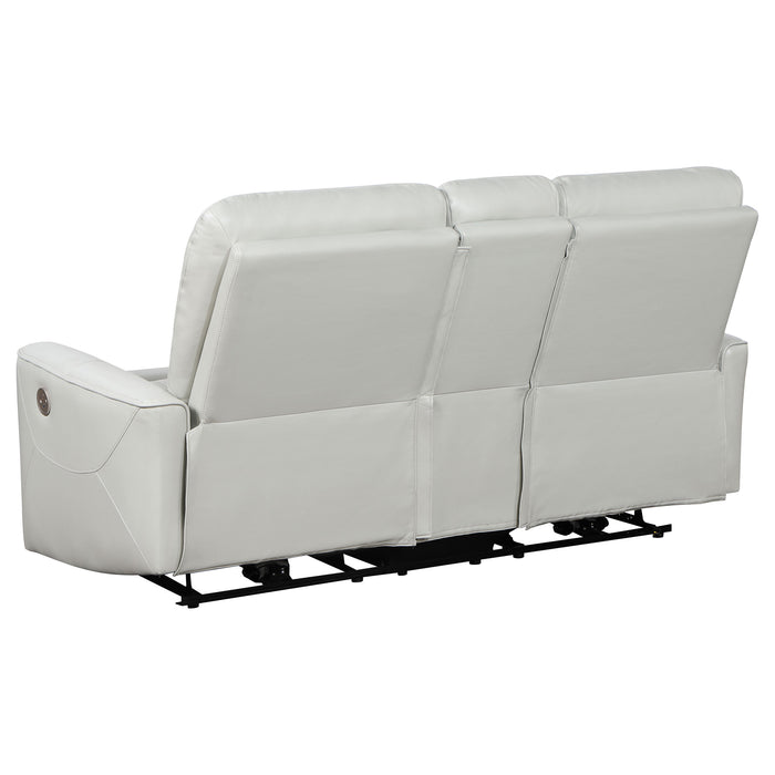 Greenfield Upholstered Power Reclining Loveseat Ivory