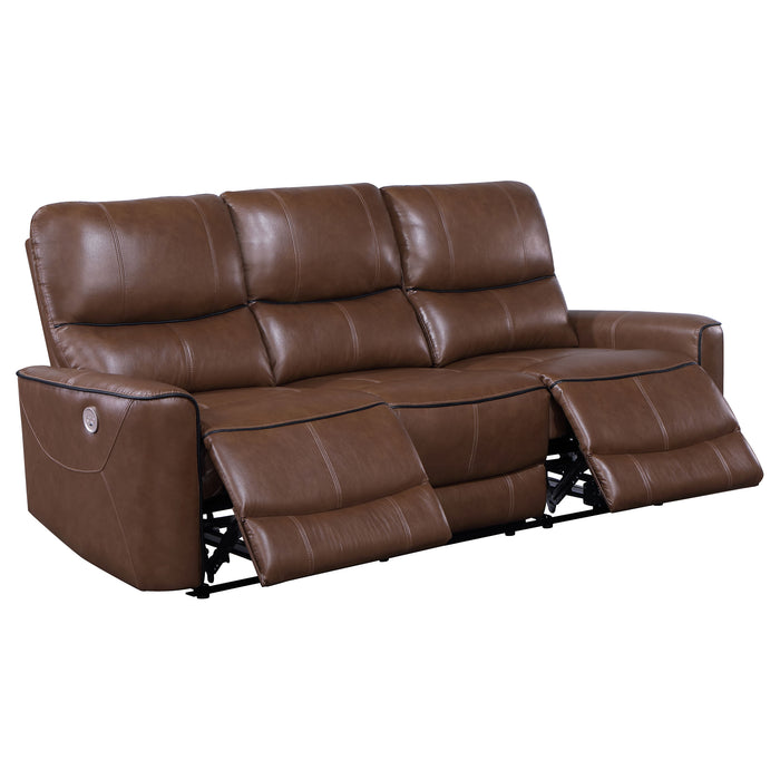 Greenfield 2-piece Power Reclining Sofa Set Saddle Brown