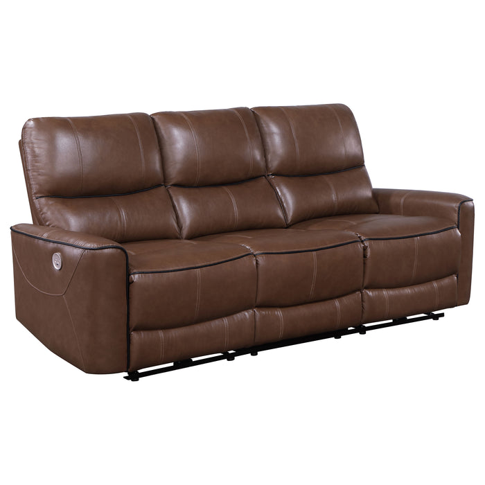 Greenfield 2-piece Power Reclining Sofa Set Saddle Brown