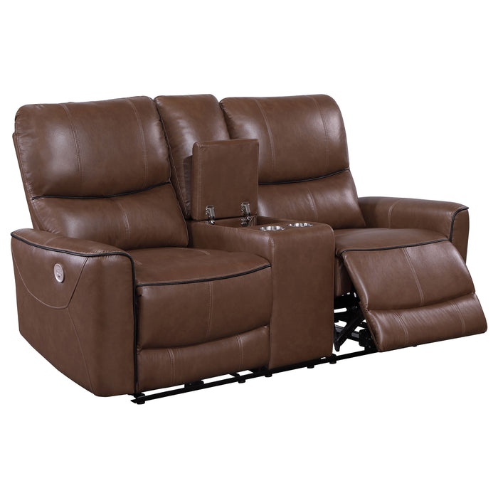 Greenfield 2-piece Power Reclining Sofa Set Saddle Brown