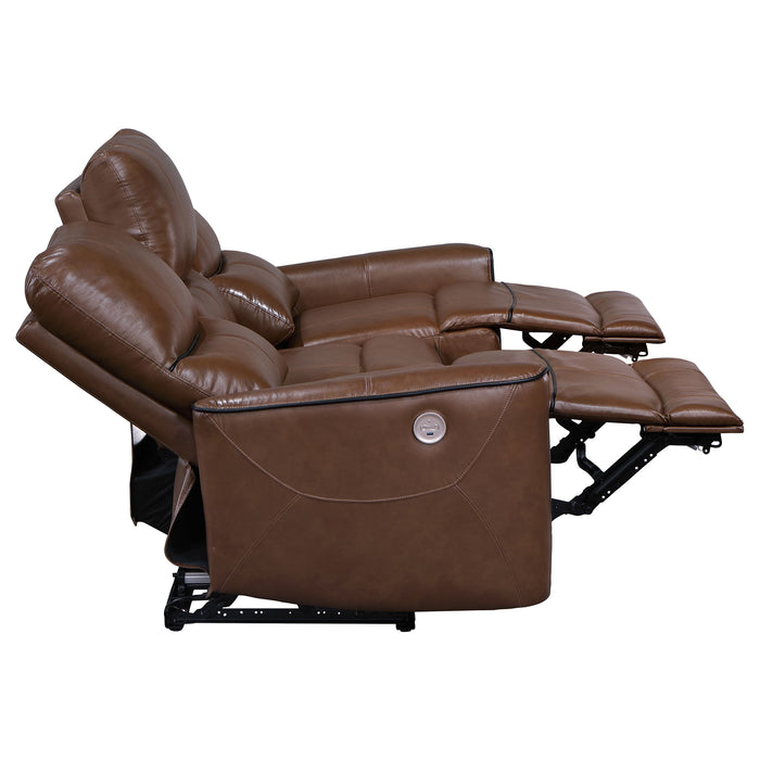 Greenfield 3-piece Power Reclining Sofa Set Saddle Brown