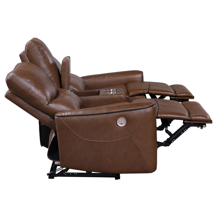 Greenfield 3-piece Power Reclining Sofa Set Saddle Brown