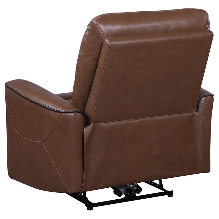 Greenfield Upholstered Power Recliner Chair Saddle Brown