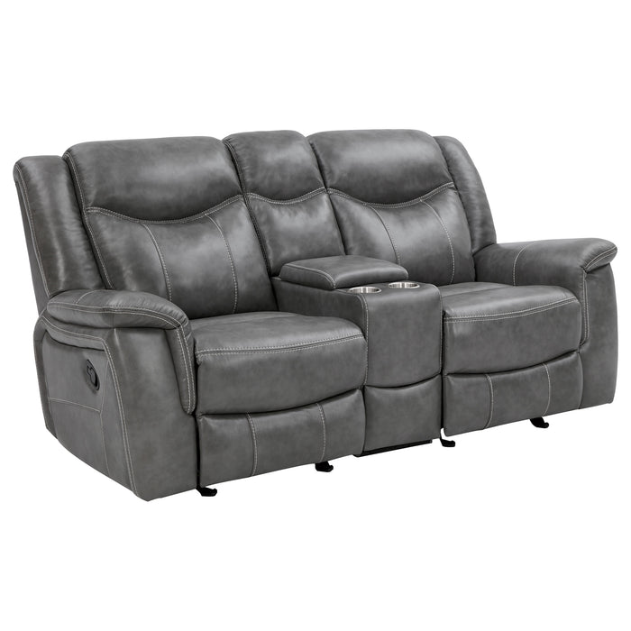 Conrad 3-piece Upholstered Padded Arm Motion Sofa Set Grey