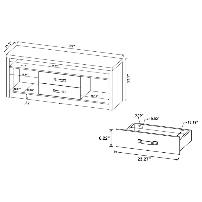 Burke 2-drawer Engineered Wood 59" TV Stand Grey Driftwood