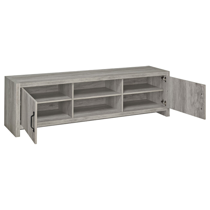 Burke 2-door Engineered Wood 71" TV Stand Grey Driftwood