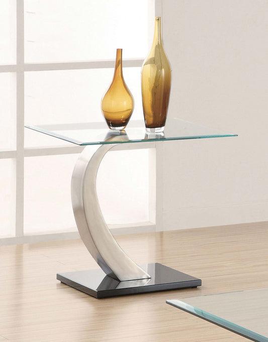 Pruitt Rectangular Glass Top Metal Side End Table Satin Silver