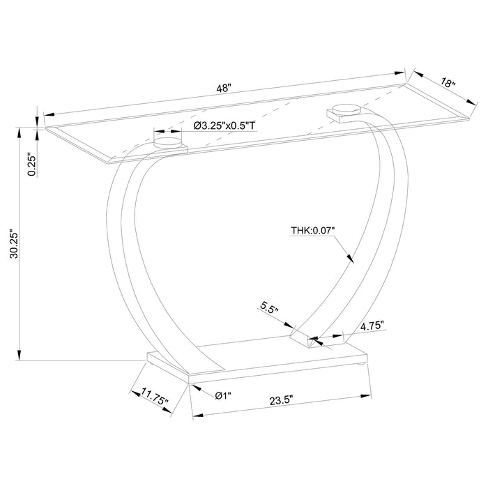 Pruitt Glass Top Metal Base Console Table Satin