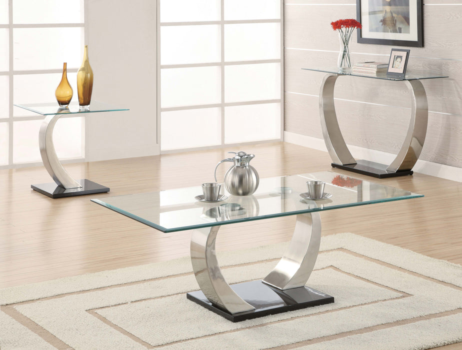 Pruitt Rectangular Glass Top Metal Side End Table Satin Silver