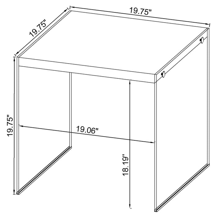 Opal Square Glass Frame Side End Table White High Gloss