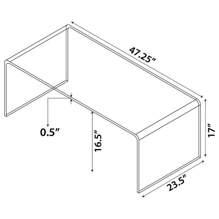 Ripley Rectangular Tempered Bent Glass Coffee Table Clear