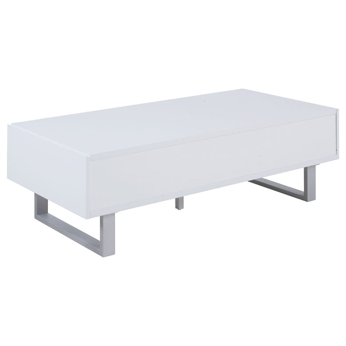 Atchison 2-drawer Rectangular Coffee Table White High Gloss