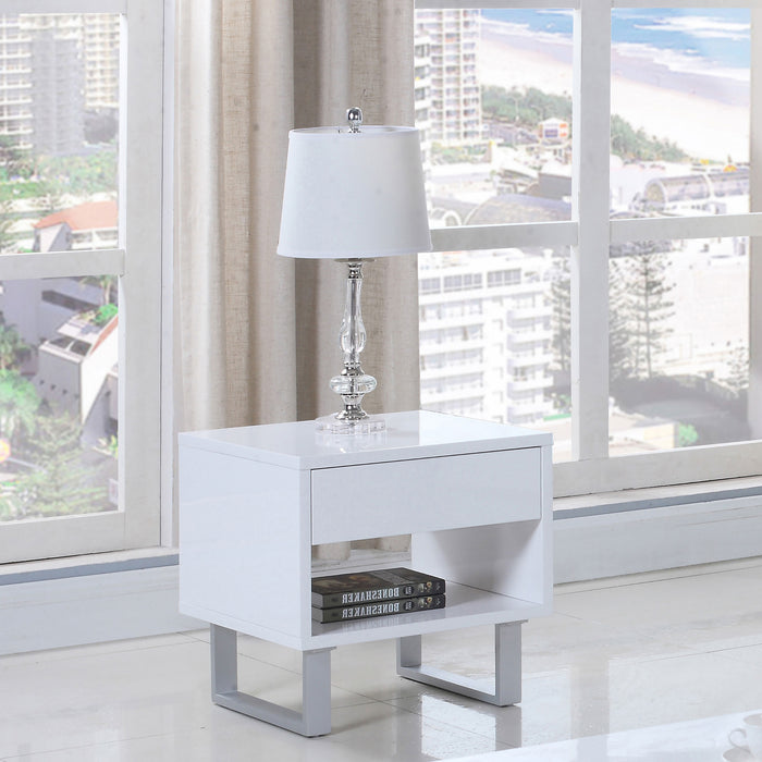 Atchison 1-drawer Rectangular End Table White High Gloss