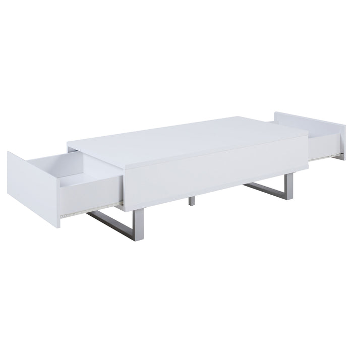 Atchison 2-drawer Rectangular Coffee Table White High Gloss