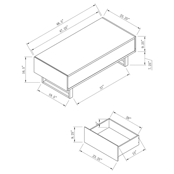 Atchison 2-drawer Rectangular Coffee Table White High Gloss