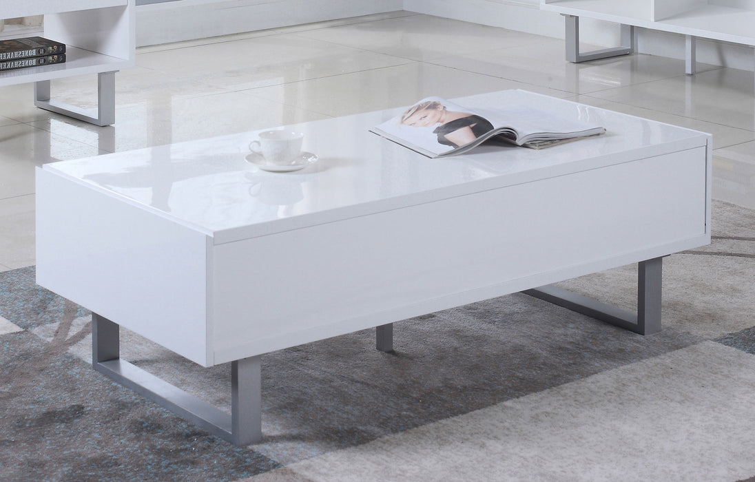 Atchison 2-drawer Rectangular Coffee Table White High Gloss