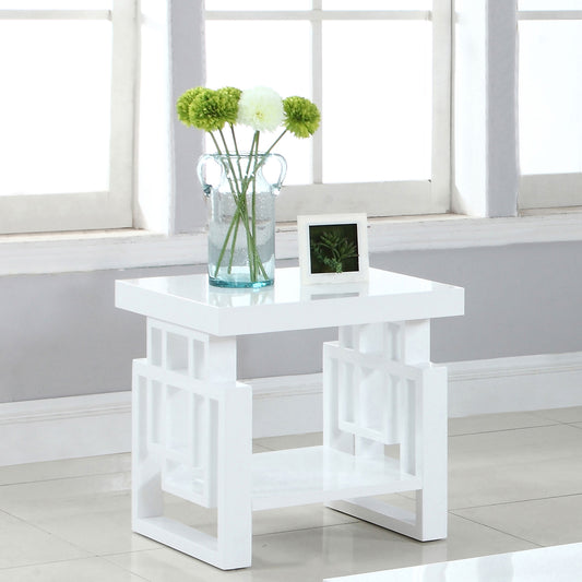 Schmitt Rectangular Side End Table White High Gloss