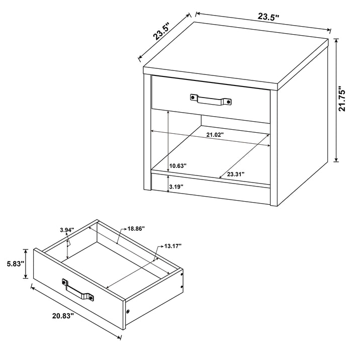 Felix 1-drawer Engineered Wood Side End Table Grey Driftwood