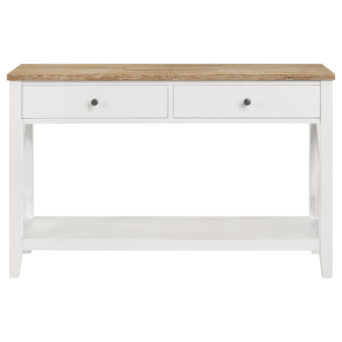 Hollis 2-drawer Wood Entryway Console Table Brown and White