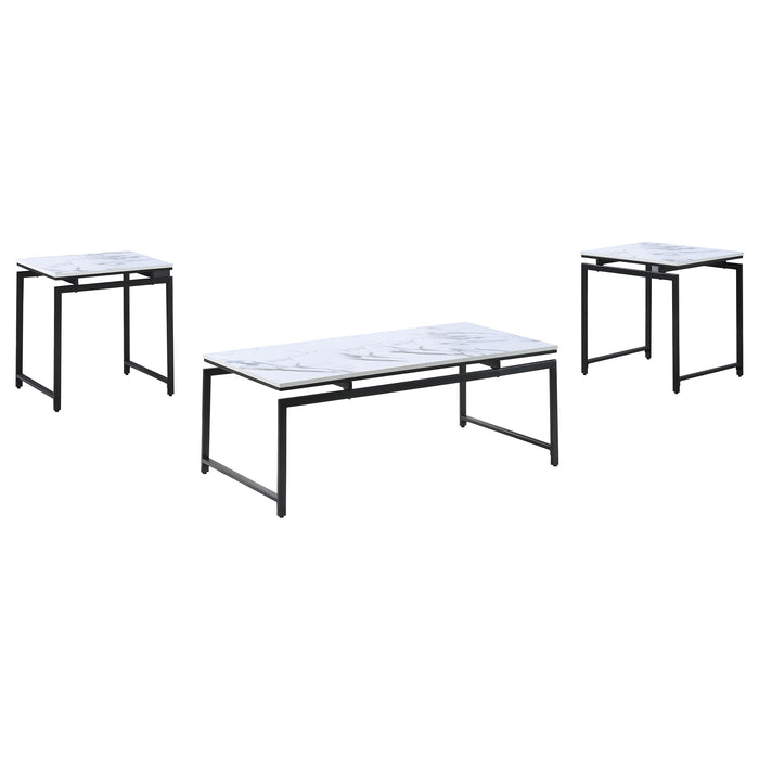 Clark 3-piece Faux Marble Top Coffee Table Set White