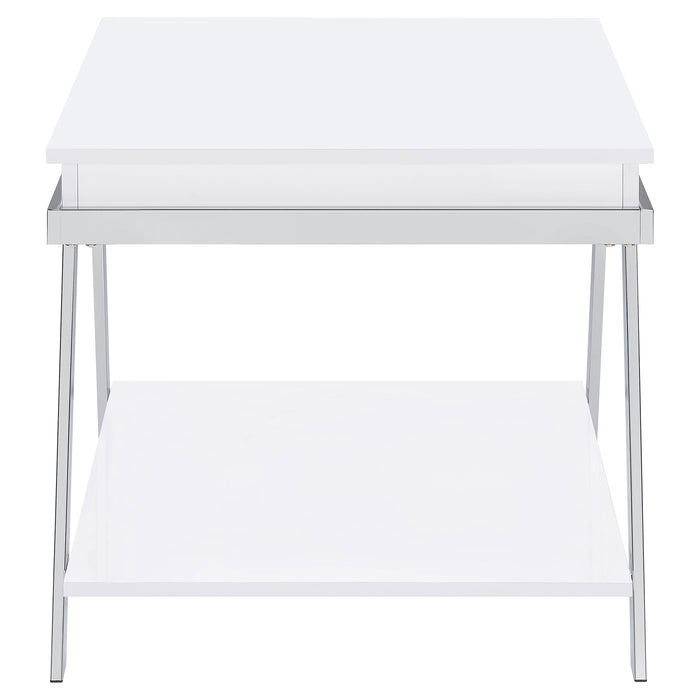 Marcia Rectangular Side End Table White High Gloss